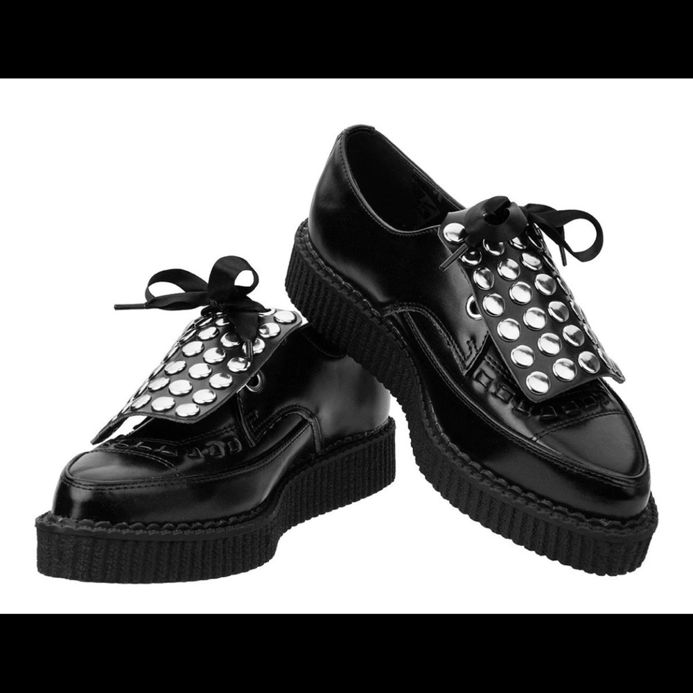 TUK black studded pointed creeper - stylish and rare